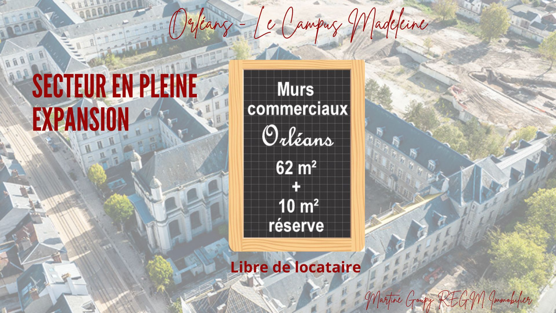 ORLEANS (45) - MURS COMMERCIAUX - 62 m2 + 10 m2 réserves secteur Madeleine - Sect en expansion